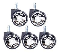 Set of 5 Silent Swivel Office Chair Casters, 2.5-inch, 60mm Stem, M11, Soft Rubber Edge, Universal Rollers, 160kg Weight Capacity, Floor Protection