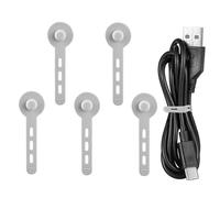 Set of 5 Silicone Cable Ties - Reusable Cable Clips for Headphones, Charging Cable & PC | Adjustable Cable for Desk & Travel | Elastic & Robust, Pack of 5, 12 cm