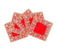 Set of 5 Small Pooja Mat Aasan Puja Aasan Decorative Cloth for Laxmi Ganesh(Size:-7 Inch X 7 Inch)Multipurpose Pooja Indian Traditional Cultural New year Festival Decoration Item & Article Puja Kit