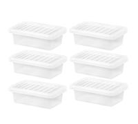 (Set of 5) Small Wham Plastic Storage Boxes With Lids Crystal Clear Storage Box With Clip Locked Lid BPA Free Containers Storage Organisers For Kitchen Stationery Crafts (32 x 20 x 10cm) (4L Litre)