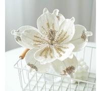 Set of 5 sparkling Christmas tree star ornaments, made with fabric and plastic, perfect for seasonal decorating at parties, weddings, homes, and gardens (white)