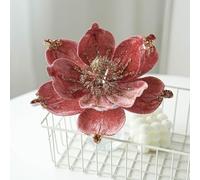 Set of 5 sparkling Christmas tree star ornaments, made with fabric and plastic, perfect for seasonal decorating at parties, weddings, homes, and gardens (pink)