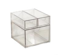 Set of 5 Transparent Acrylic Office Boxes with Drawers Clear Storage Cabinet for Office Home and Craft Supplies (F)