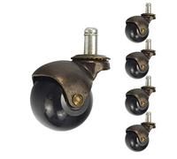 Set of 5 Vintage Bronze 2'' Ball Roller Stem Socket Office Chair Wheel Casters Replacement Antique Retro Style Golden Copper Color (5pcs Without Brake)