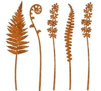 Set of 5 Vintage Metal Garden Stakes for Outdoor Decoration Adding Artistic Detail to Lawn, Garden Paths, Patio, and Porch Areas