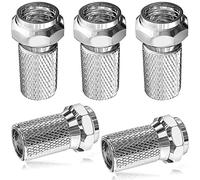 Set of 5 Waterproof F Plug Connectors - Micro Screw/Twist-On Design for Secure Aerial Coaxial Cable Connections - Compatible with RG6 Cables for Satellite TV, Sky, Broadband, and Digital Signals