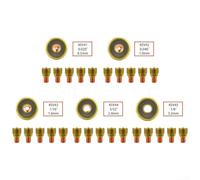 Set of 5 Welding Torch Collet Bodies 9 20 25 Series with Gas Lens Assembly for TIG Welding Applications (45V41)