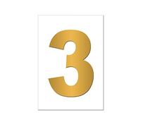 Set of 5 - Wheelie Bin Gold Number 3 - Removable Self Adhesive Waterproof Durable Vinyl Stickers - Digitally Cut to the sticker Shape - size 170mm