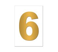 Set of 5 - Wheelie Bin Gold Number 6 - Removable Self Adhesive Waterproof Durable Vinyl Stickers - Digitally Cut to the sticker Shape - size 170mm