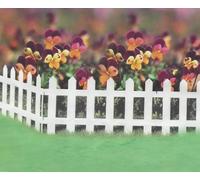 Set of 5 White Wood Effect Plastic Panel PVC Garden Lawn Edging Flowerbox Picket Fence Panels Pickets Lawn Edging For Plant Borders and Flowerbeds 46cm Long x 23cm High (1 Pack)