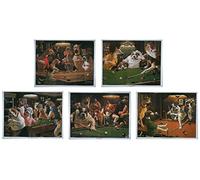 SET OF 5 x CLASSIC DOG SNOOKER/POOL PRINTS BY ARTHUR SARNOFF**