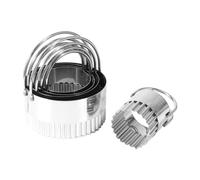 Set of 5 ZONADAH Biscuit Cutter Stainless Steel Round Biscuit Cutters with Handle Wave Cookies Cutter with Fluted Edge Professional Baking Dough Tools Baking Set