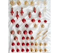 Set of 50 Baubles SPARKLE Glass Red/ Gold