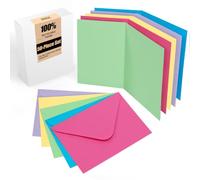 Set of 50 Blank Folding Cards with Envelopes: Folding Cards to Design, Write on or Print Yourself for Greeting Cards, Wedding Invitations, Postcards and Handmade Cards - DIN A6/C6, Coloured
