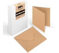 Set of 50 Blank Square Folding Cards with Envelopes: Folding Cards to Design, Write on or Print on Yourself for Greeting Cards, Wedding Invitations, Postcards and Handmade Cards - Brown