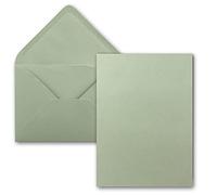 Set of 50 Cards with Envelopes - DIN A5 Single Cards, Eucalyptus, 14.8 x 21 cm with DIN C5 Envelopes, Eucalyptus, 15.4 x 22 cm - Wet Adhesive