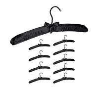 Set of 50 Relaxdays Satin Clothes Hangers, Soft Padding, 360° Swivel Hooks, Decorative Bow, 38 cm Wide, Black