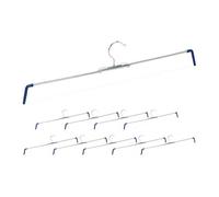 Set of 50 Relaxdays Trouser Stretch Hangers Non-Slip for Pants & Skirts, Spiral Holder, Width 30-50 cm, Silver/Blue