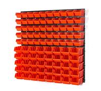 94-Piece Set of Wall-Mountable Storage Trays, 90 Orange Trays