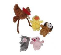 Set of 5pcs Finger Puppets - The Little Red Hen Story Farm Animals Plush Velvet Educational Toy for Toddlers Preschoolers