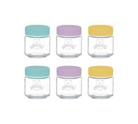 Set of 6 110ml Kids Jars with Silicon Lids glass