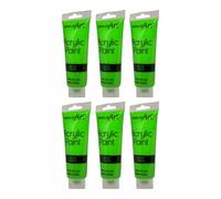 Set of 6 - 120ml Acrylic Paint Neon Green Ultra Bright Neon Colours Non Toxic, Rich Pigmented & Quick Drying Paint for Beginners & Professionals on Canvas Wood Ceramic Glass Rock Fabric Art Supplies