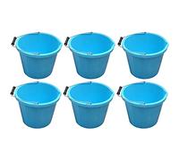 [Set of 6] 14L Litre Blue Plastic Builders Bucket 3 Gallon Multipurpose Storage Bucket Construction Bucket With Metal Handle & Spout For Cleaning Animal Feed Mixing Home & Garden (Made in UK)