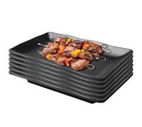 Set of 6 20.6 x 13 cm Rectangular Serving Plates, Appetizer Plates, Cake Plates, Black Matt Dessert Plates, Crockery Black Matt for Dessert Snack Fruit Side Dishes Sushi Plates