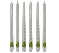 Set of 6-25cm Christmas Advent Candle with Countdown Numbers and Christmas Tree Image