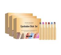 Set of 6 3 Colour Eyeshadow Pencils, Long-Lasting & Waterproof Creamy Eyeshadow, 3-Colour Gradient Eyeshadow Pencil, Buildable Eye Make-Up, Makeup for Day and Evening