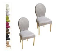Set of 6/4 Oval Round Back Dining Chair Covers - Stretch Slipcovers for Large/Small Chairs Custom Fit Protectors Dining Room Furniture Covers Easy Care