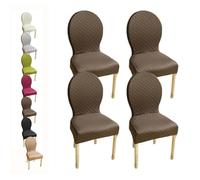 Set of 6/4 Stretch Dining Chair Covers for Oval/Round Back Chairs - Custom Fit Protection for Large/Small Dining Room Chairs Easy to Install Machine Washable