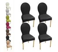 Set of 6/4 Stretch Dining Chair Covers for Oval/Round Back Chairs - Custom Fit Protective Slipcovers for Large/Small Dining Room Chairs Easy to Clean