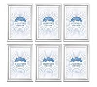 Set of 6 - A4 Frame Styrene Front Silver Picture Frames Freestanding Wall Mount Certificate Picture Photo Frames 21cm x 29.7cm Elegant Wall Art Gallery Desk Decor Frame (Silver)