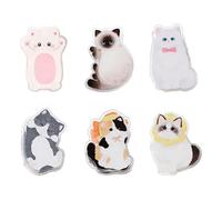 Set of 6 Acrylic Cat-Shaped Chip Clips - Kitten Food Clips for Bag Sealing, and Bread Bag Storage, Multi-Functional Kitchen and Office Organizer, Personality Stationary