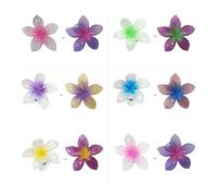 Set of 6 Acrylic Plumeria Flower UV Colour Changing Tropical Clips | UV Colour Changing, Tropical Design, Summer Holidays, For Women