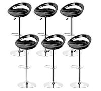 Set of 6 Adjustable Bar Stools Height 32-43 inches ABS Plastic Modern Design Black Finish Perfect for Kitchen Dining Room or Home Bar