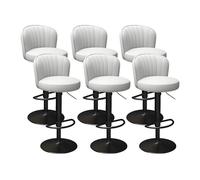 Set of 6 Adjustable Black Leather Swivel Bar Stools with Back & FootrestModern Counter Height Chairs for Kitchen Island Di Room Pub Bar Decor