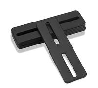 Set of 6 Adjustable Flat Connectors, Flat Repair Plates with Slots, Metal Wood Connectors, Connection Plate, Black Flat Corner Bracket with Elongated Slot for Wooden Furniture - 130x40x3mm