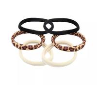 Set of 6 Animal Print Soft Jersey Endless Hair Elastic Band Bobbles