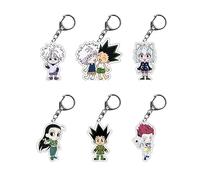 Set of 6 Anime Hunter X Hunter Keyrings - Charming Kawaii Keys, Gift for Anime Fans (Multi-Colour)