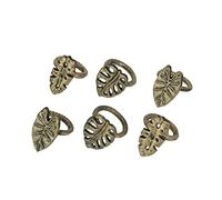 Set of 6 Antique Gold Finish Cast Iron Tropical Leaf Napkin Rings for Formal or Everyday Dining Decor, 2 Inches Wide, Nature-Inspired Table Accessories