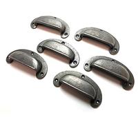 SET OF 6 ANTIQUE STYLE CABINET DRAWER HANDLE CAST IRON PULL CUP CH6