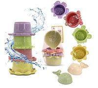 Set of 6 Baby Stacking Cups Plastic Cups Toddler Bath Toys Stack Cup Baby Toy Activity Nesting Cup (Playful cups A)