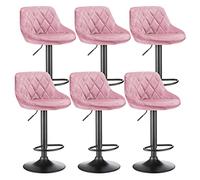 Set of 6 Bar Stools Height Swivel Chairs with Padded Backrest Modern High Kitchen Bar Bureau Stools ()