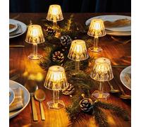 Set Of 6 Battery-Operated Crystal Effect Mini Table Lamps Warm White Led Tealight Glow, H11.5 X W7Cm