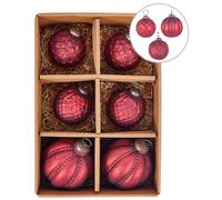 Set of 6 Baubles ARGENTIN Glass Red