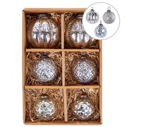 Set of 6 Baubles ARGENTIN Glass Silver