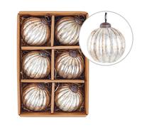 Set of 6 Baubles IVOIRE Glass Silver