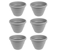 (Set of 6) - Beehive 40cm Round Plastic Pot Soft Grey Upcycled Garden Planter Flower Pot Plant Pot with 22L Litre Capacity Perfect for Home Decoration, Gardening, Indoor and Outdoor Use - MADE IN UK